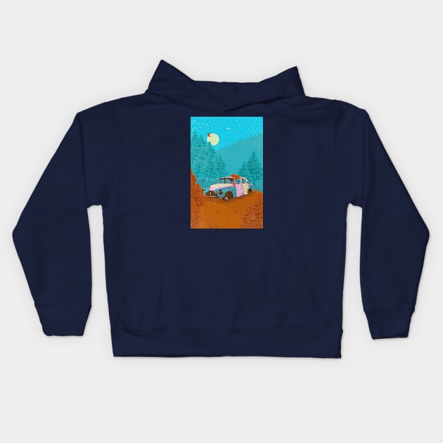 Old Rusty Car Kids Hoodie by Showdeer